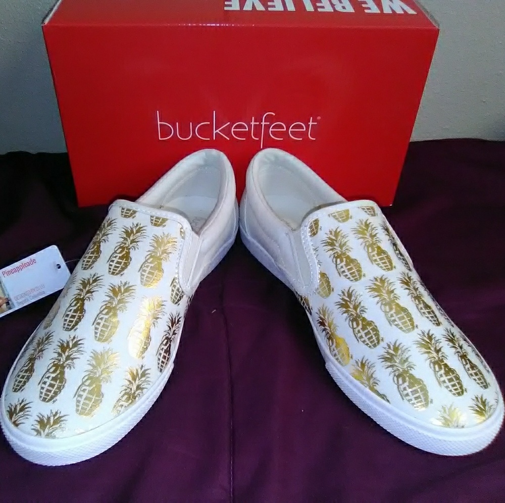 BucketFeet Pineappleade Low Cut Canvas Slip Ons